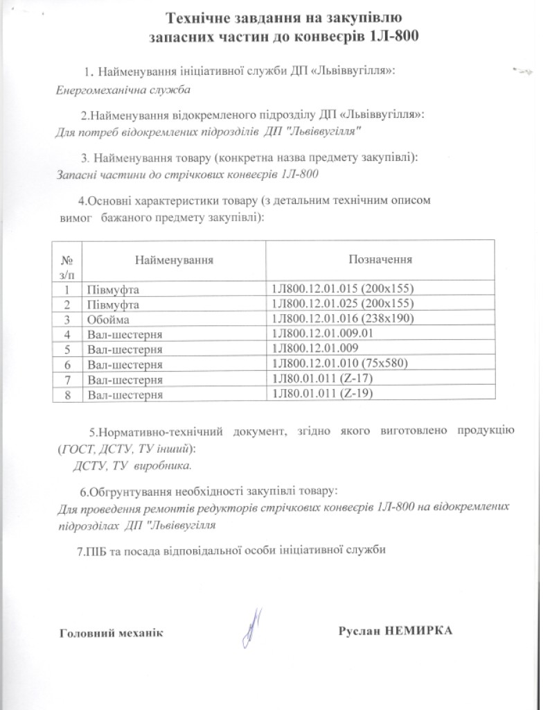 Технічне завдання на закупівлю зап. частин до конвеєрів 1Л-800_page-0001