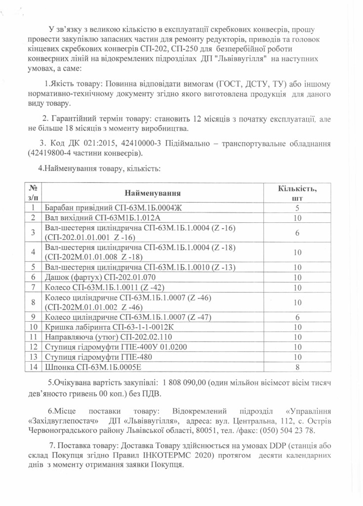 Обгрунтування необхідності закупівлі запасних частин до конвеєрів СП-202 та СП-250_page-0002